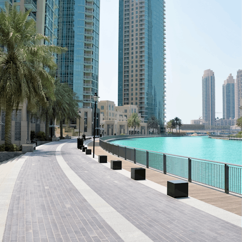 Head out on early-evening stroll along the Dubai Marina Promenade, under ten minutes away on foot