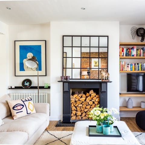 Curl up in the eclectic living area after a busy day in London