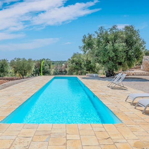 Cool off from the sun in the private swimming pool