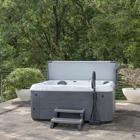 Unwind with a long soak in the outdoor hot tub