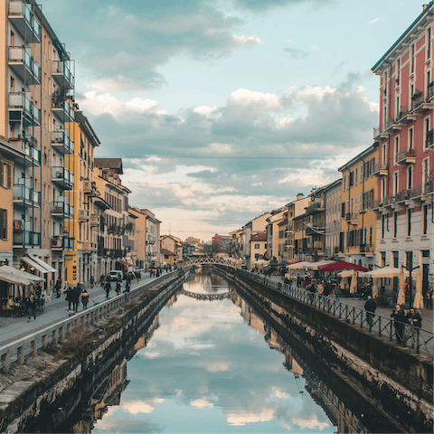 Join the locals for a waterside aperitivo in Navigli, a short walk from home
