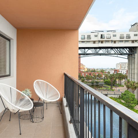 Sit out on the home's balcony and admire the tranquil views