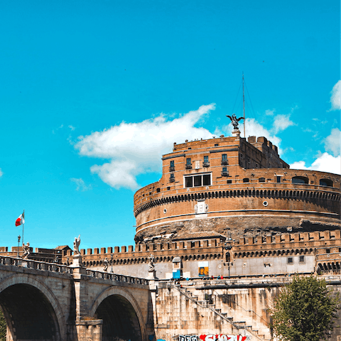 Walk to the Castel Sant' Angelo, visible from the apartment