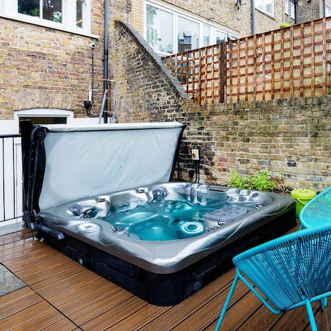 Relax in the hot tub after a day exploring the capital