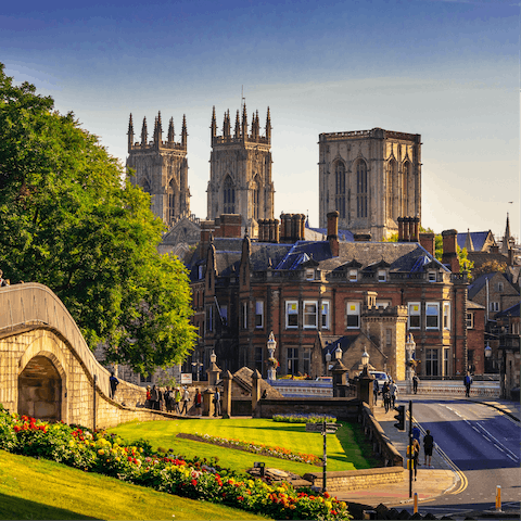 Roam the historic streets of York, making your way towards York Minster a ten-minute walk away