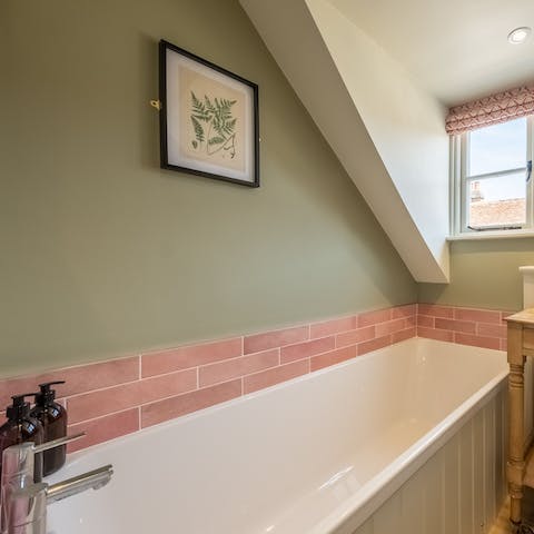 Enjoy a soak in the tub after a day exploring the surrounding countryside 