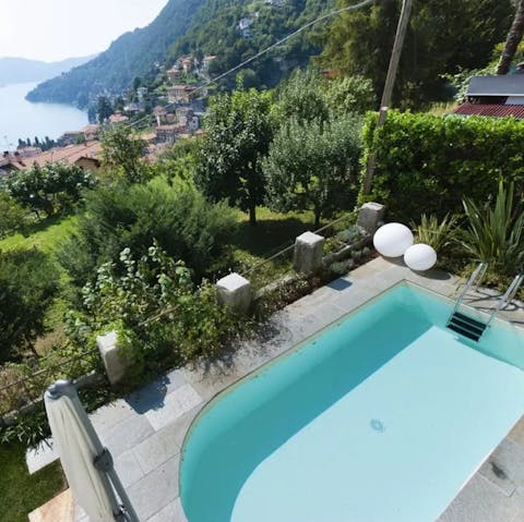 Take a dip with in the private pool with its impressive mountain backdrop