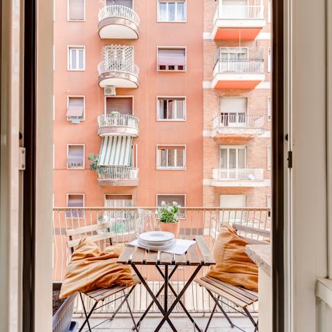 Sit out on the private balcony with your morning cappuccino