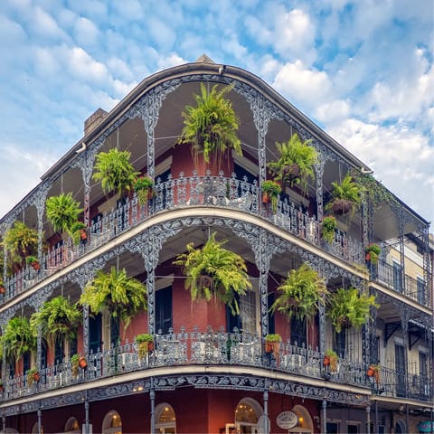 Jump on a streetcar and explore the French Quarter, only ten-minutes away
