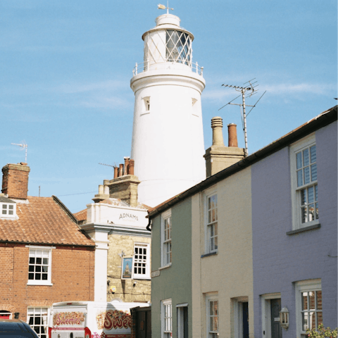 Spot Southwold's iconic lighthouse and enjoy exploring this charming town on foot
