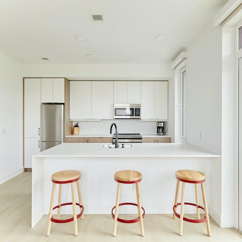 Start your day with a fresh coffee at the breakfast bar