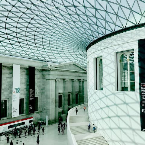Explore the endless collections of the British Museum, a ten-minute walk away