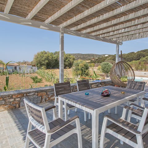 Get creative in the kitchen and prepare a Greek inspired meal to enjoy on the terrace 