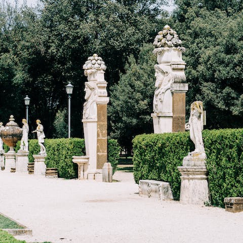 Take a stroll through Villa Borghese's gardens, a ten-minute walk away