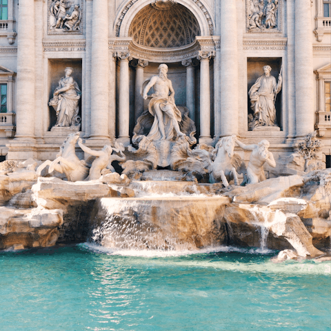 Make a wish at the Trevi Fountain, twenty minutes away on foot