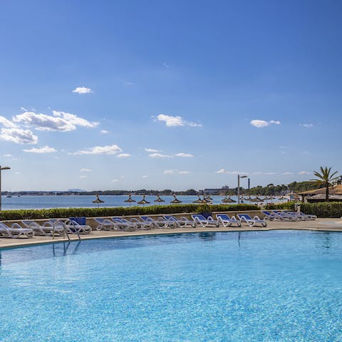 Swim and splash in the shared pool, or relax on one of the many sun loungers