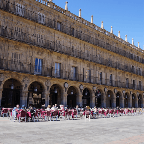 Soak up the atmosphere and dine alfresco in Salamanca