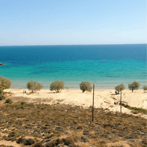 Spend leisurely days lounging on Stavromenos Beach, just a 7-km drive away