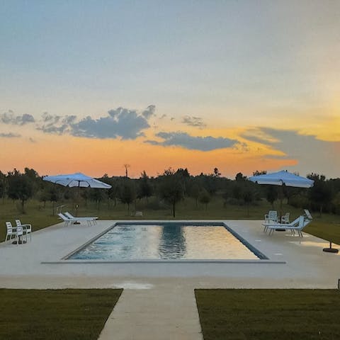 Go for a sunset swim in the private pool