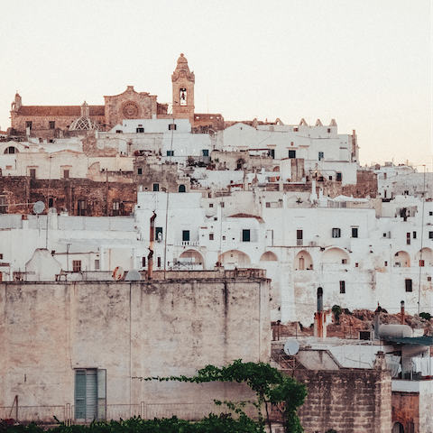 Explore the maze-like medieaval streets of the iconic hilltop town of Ostuni