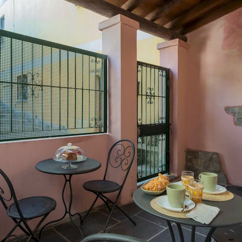 Sit on the shaded terrace and sip a wine apéritif