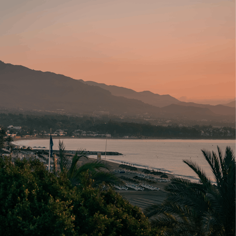 Enjoy the fifteen-minute trip to Marbella when you stay beside the coast