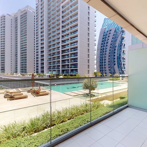 Enjoy your morning coffee on the private balcony