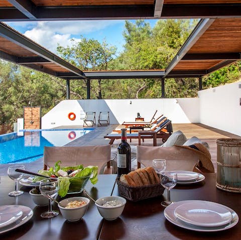 Enjoy long, lazy lunches on the poolside terrace