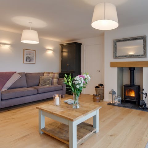 Curl up with a good book around the wood burning stove