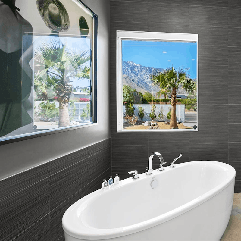 Soak in the luxurious free-standing bathtub