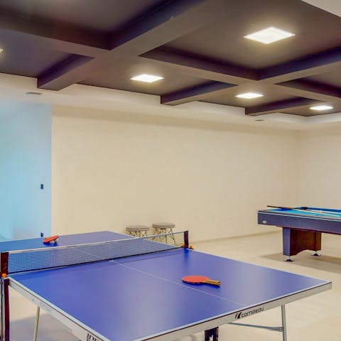 Challenge your friends to ping pong or pool in the games room