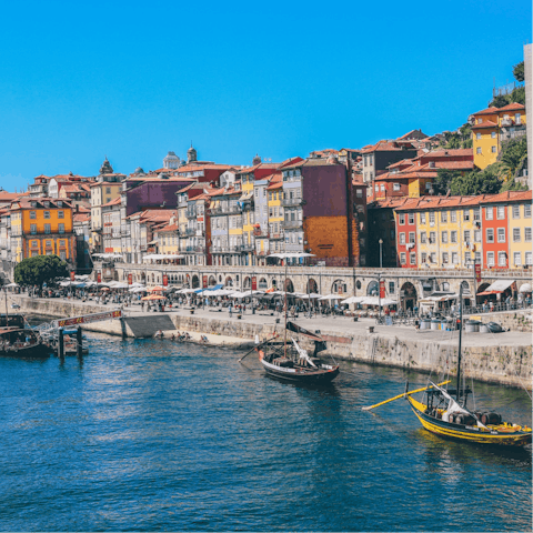 Head to the waterfront of Cais da Ribeira, just a half-an-hour stroll away