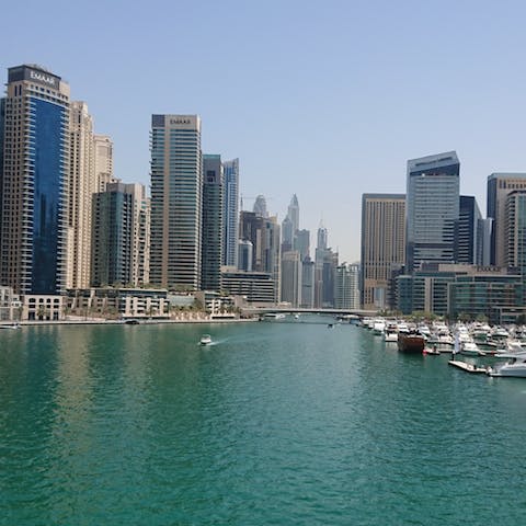 Enjoy spectacular views across the city from this home near the Dubai Marina