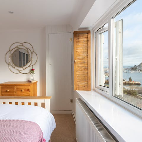 Wake up to glorious views of the Brixham seafront from the bedroom window