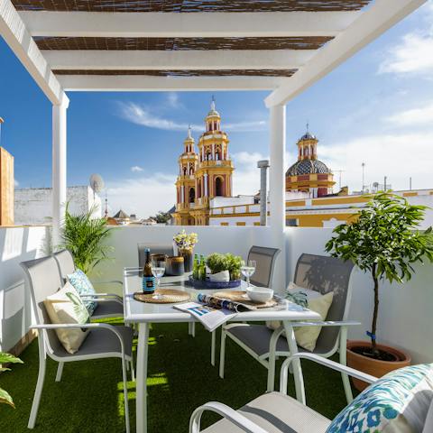 Admire the incredible sights from the rooftop terrace