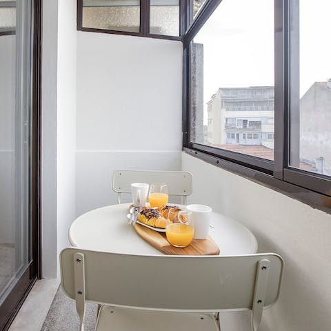 Sit down for breakfast on your covered balcony