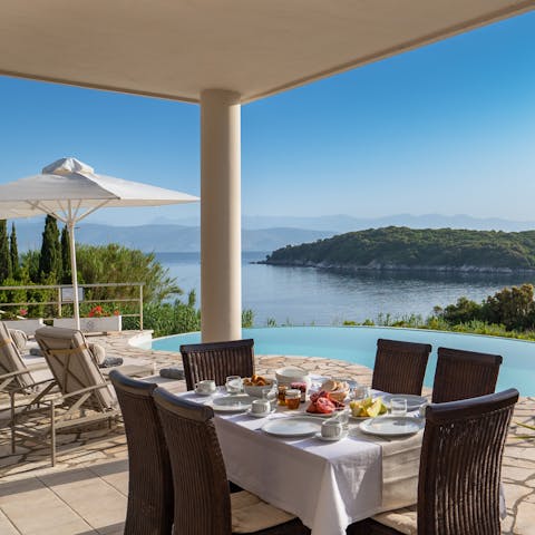 Serve dinner fresh off the barbecue grill on the villa's terrace