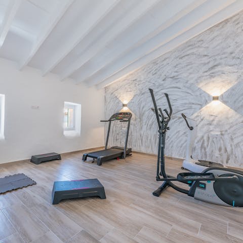Work up a considerable sweat in the villa's private gym