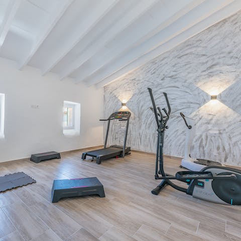 Work up a considerable sweat in the villa's private gym