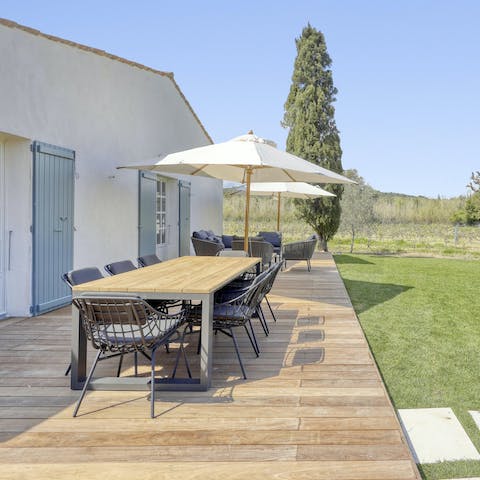 Embrace the best of outdoor living with evening meals on the terrace