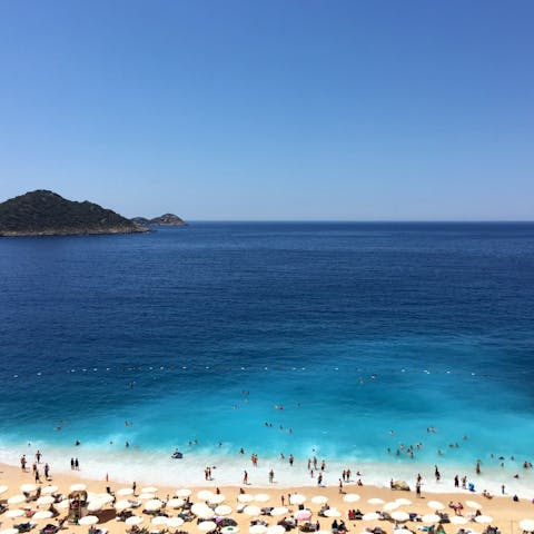 Make the ten-minute walk over to Kalkan's famed stretch of sandy beach