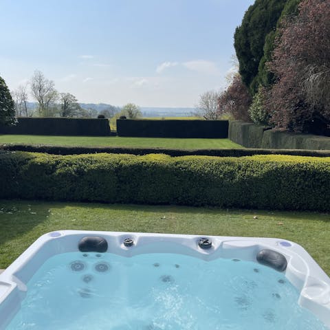 End the day with a soak in the private hot tub in the garden