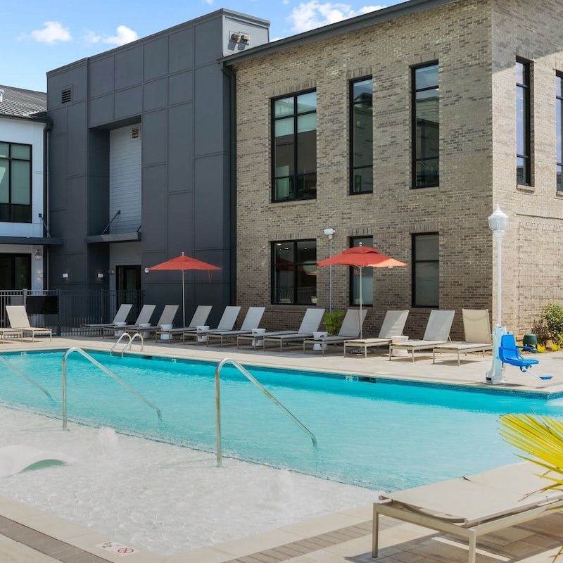 Take a dip in the building's pool