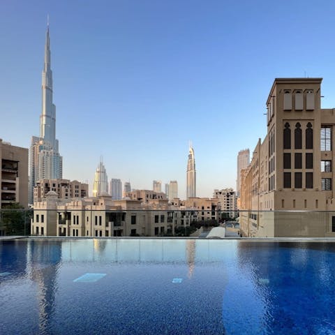 Glide gracefully through the building's swimming pool and gaze out over the city