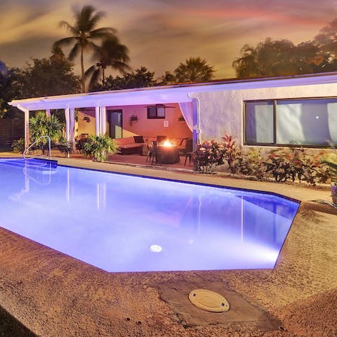 Enjoy a twilight swim in the natural stone pool