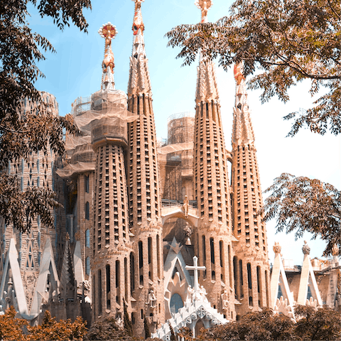 Visit Gaudi's magnificent La Sagrada Familia, just a twenty-minute walk away