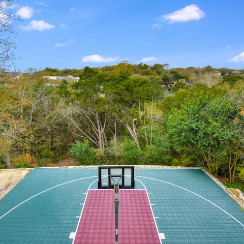 Shoot some hoops on the scenic basketball court