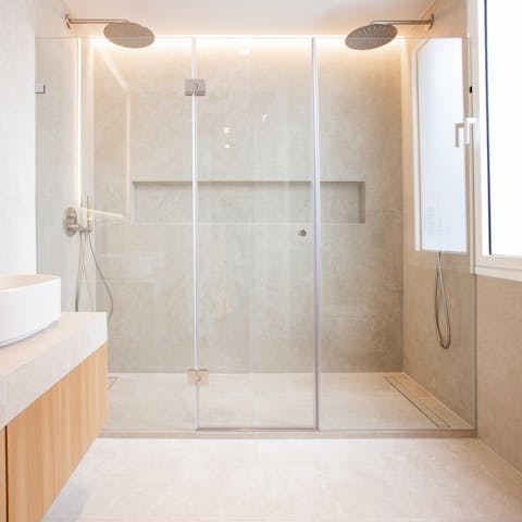 Rejuvenate yourself in the en-suite's large double shower
