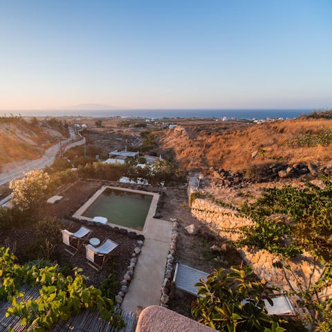 Soak up the seascape from the balcony before sipping ouzo out by the hot tub