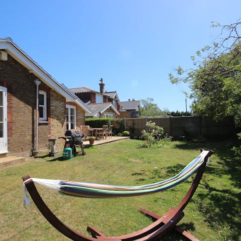 Bask in the glorious sunshine in the comfort of the hammock